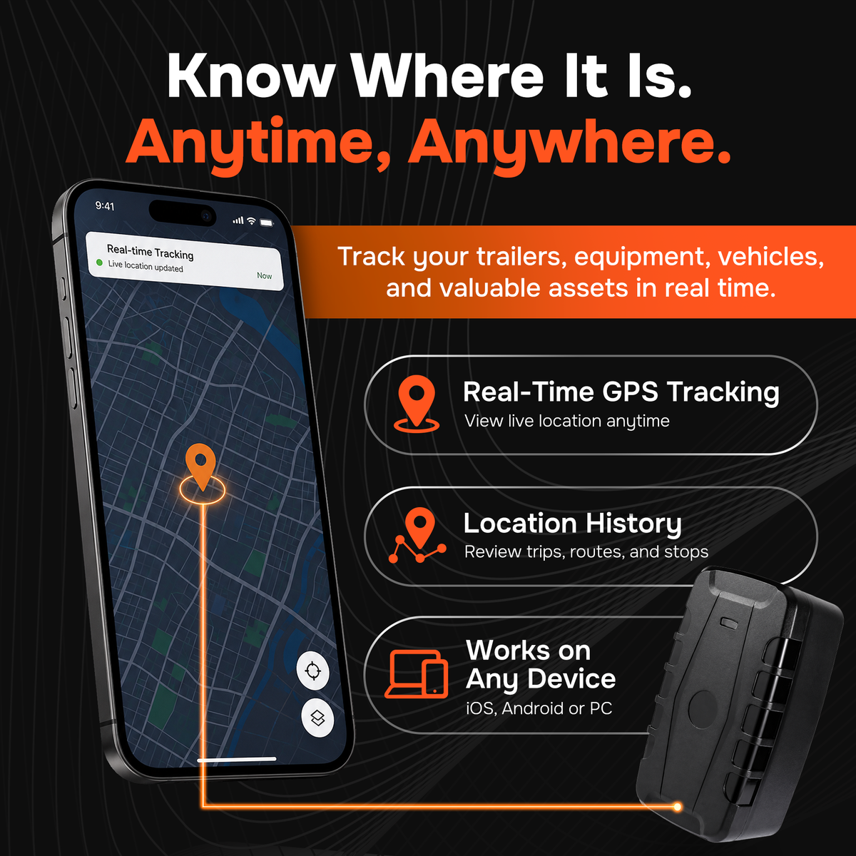 1-Year Rechargeable Battery Magnetic GPS Tracker for Vehicles – No Monthly Fees, 4G LTE | Moto Watchdog MW-20000 Gen 2